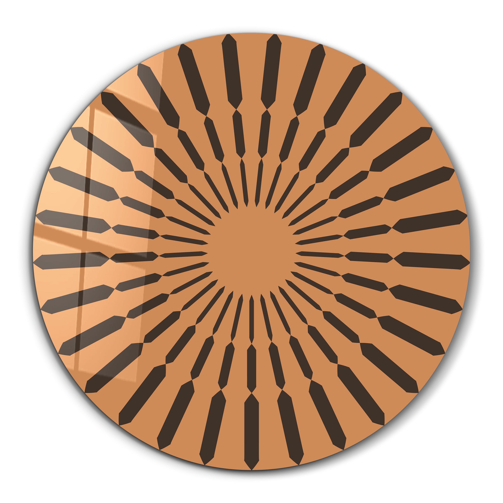 Terracotta Burst – Round Glass Wall Art