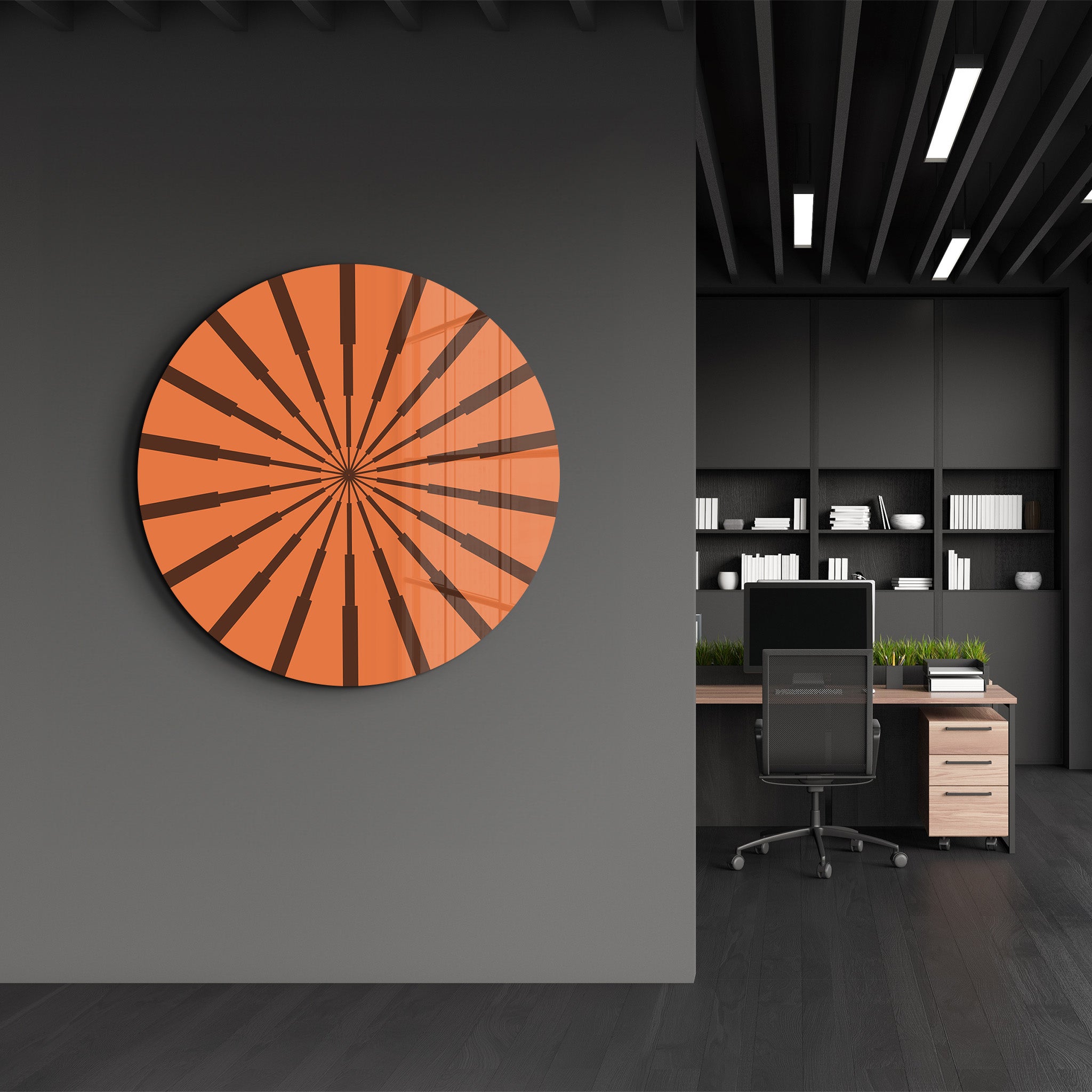 Terracotta Radiance – Round Glass Wall Art