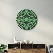 Verdant Pulse – Round Glass Wall Art