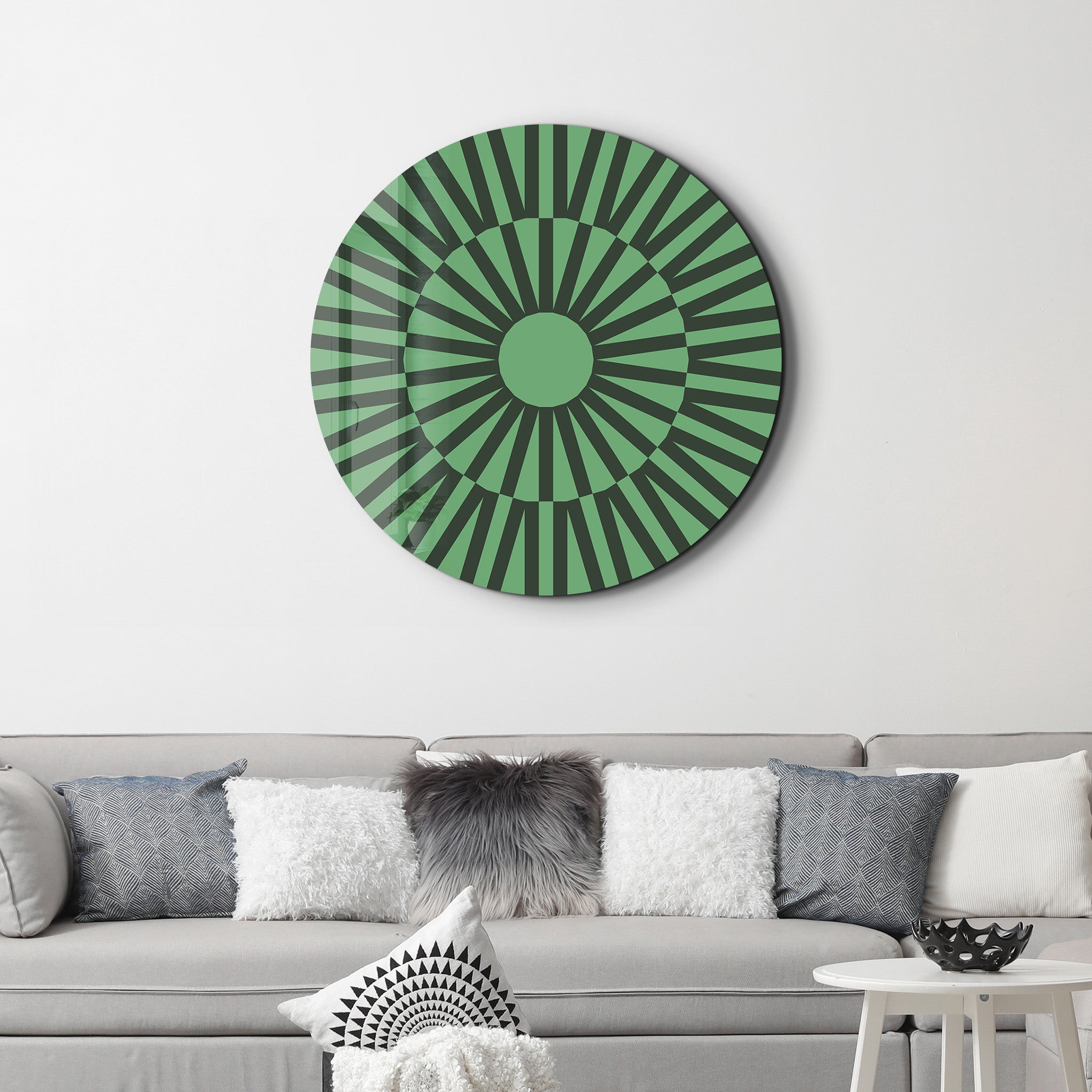 Verdant Pulse – Round Glass Wall Art