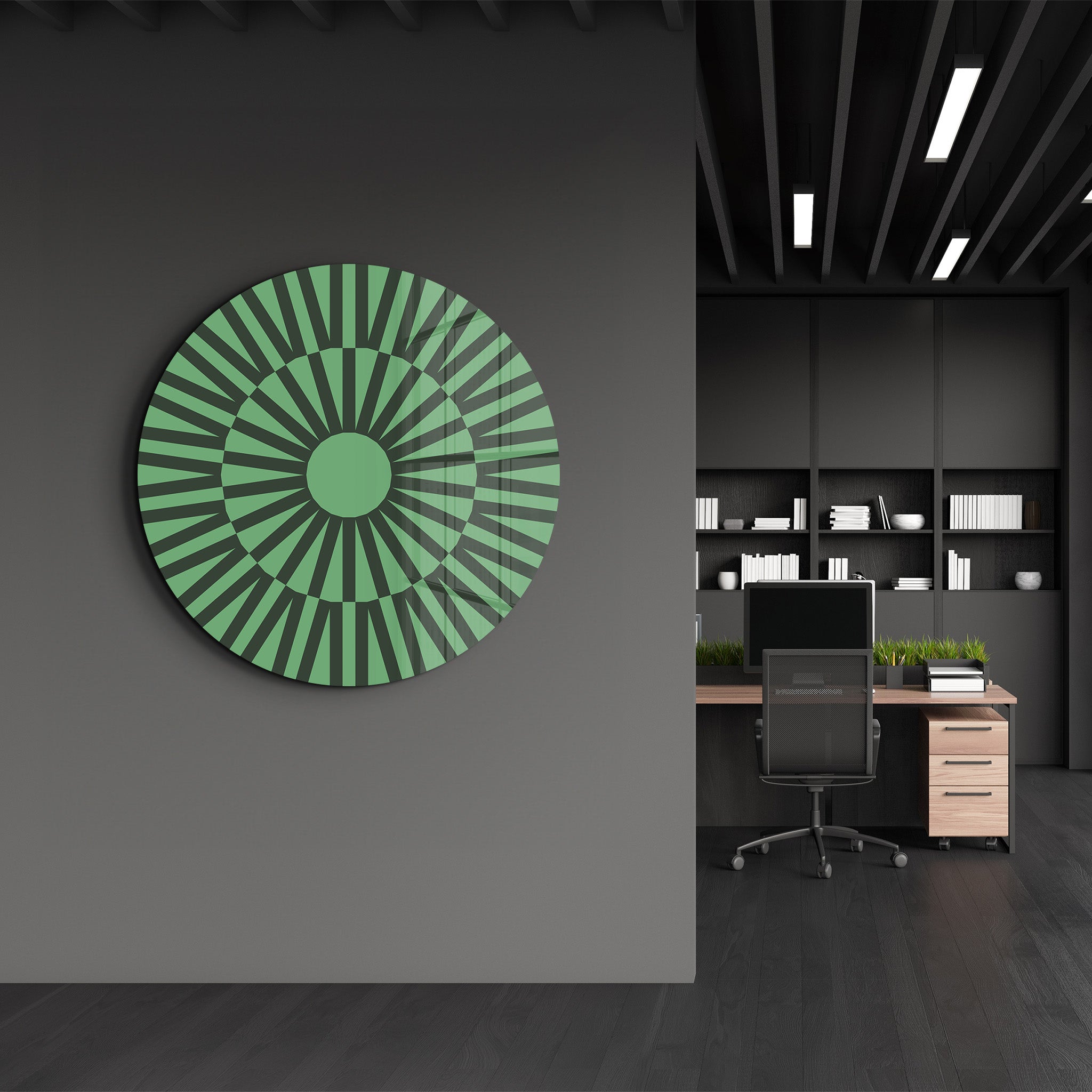 Verdant Pulse – Round Glass Wall Art