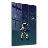 Astronaut on Swing | Glass Wall Art