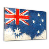 Australian Flag Splash | Glass Wall Art