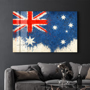 Australian Flag Splash - Glass Wall Art