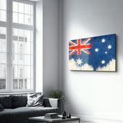 Australian Flag Splash - Glass Wall Art