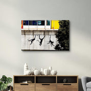 Banksy - Monkeys on the Train Bridge - Glass Wall Art - Artdesigna