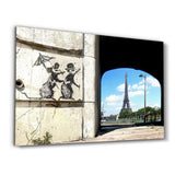 Banksy Wandering Around Paris | Glass Wall Art