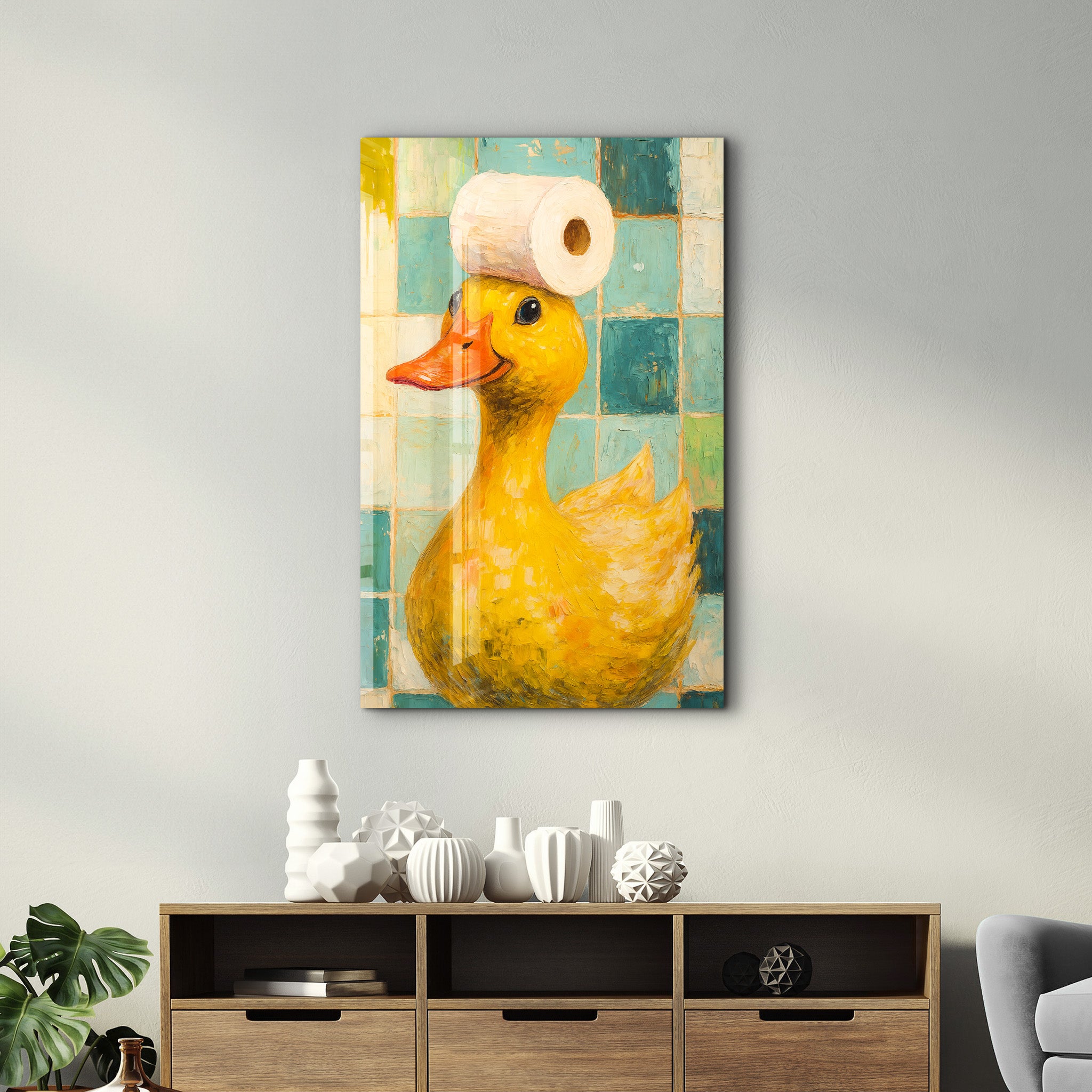 Bath Time Quack-Up – Glass Wall Art