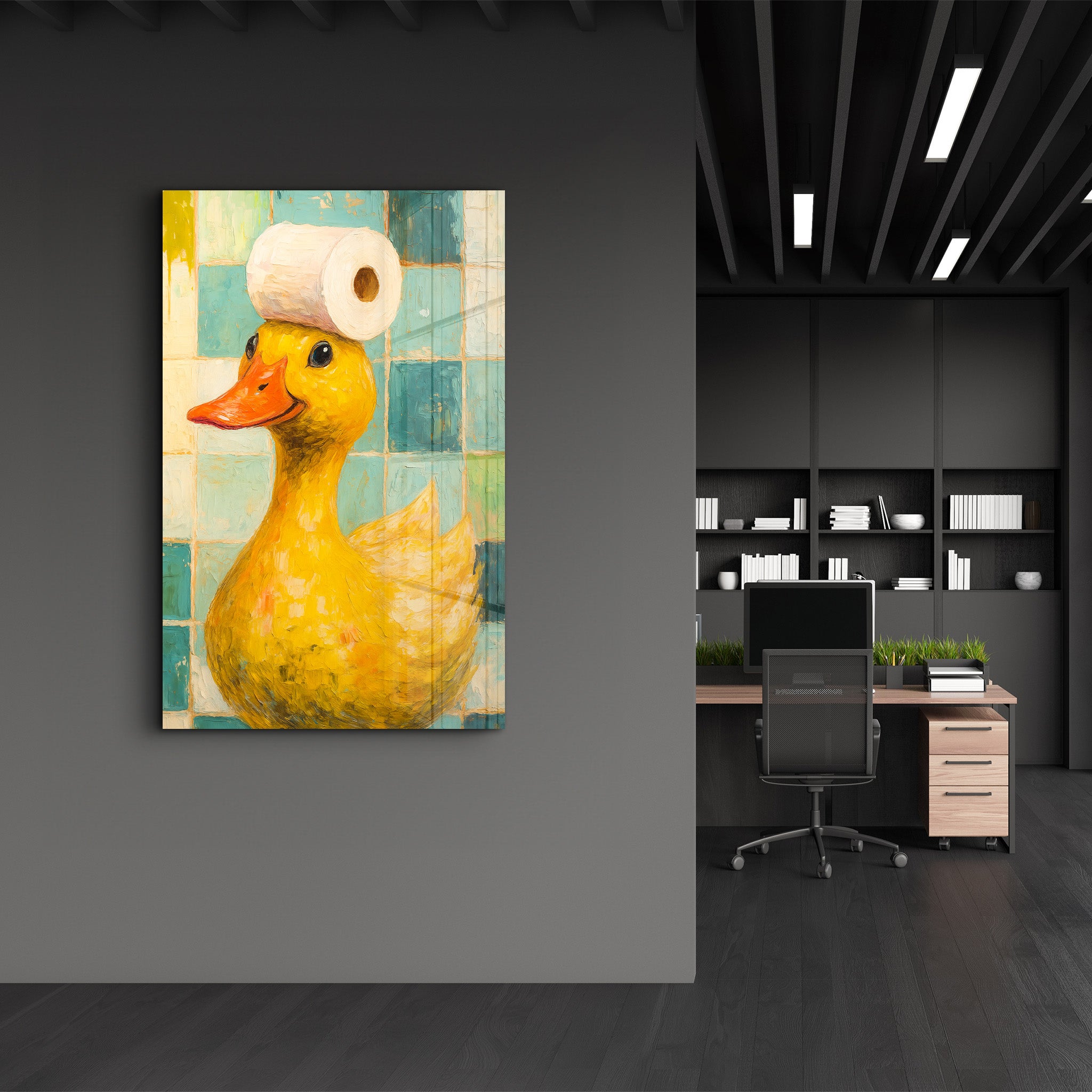 Bath Time Quack-Up – Glass Wall Art