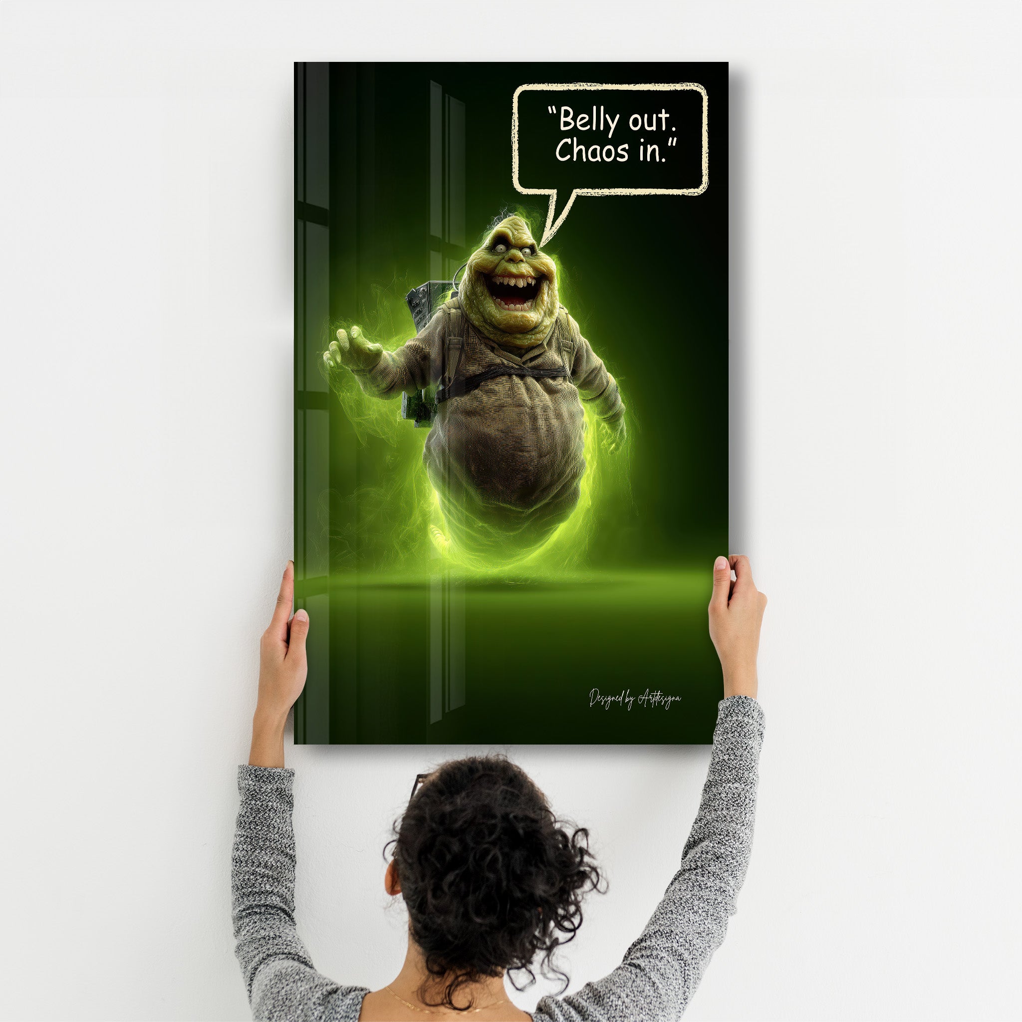 Belly Out. Chaos In. - Glass Wall Art