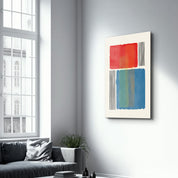 Bold Color Blocks with Vertical Lines - Glass Wall Art