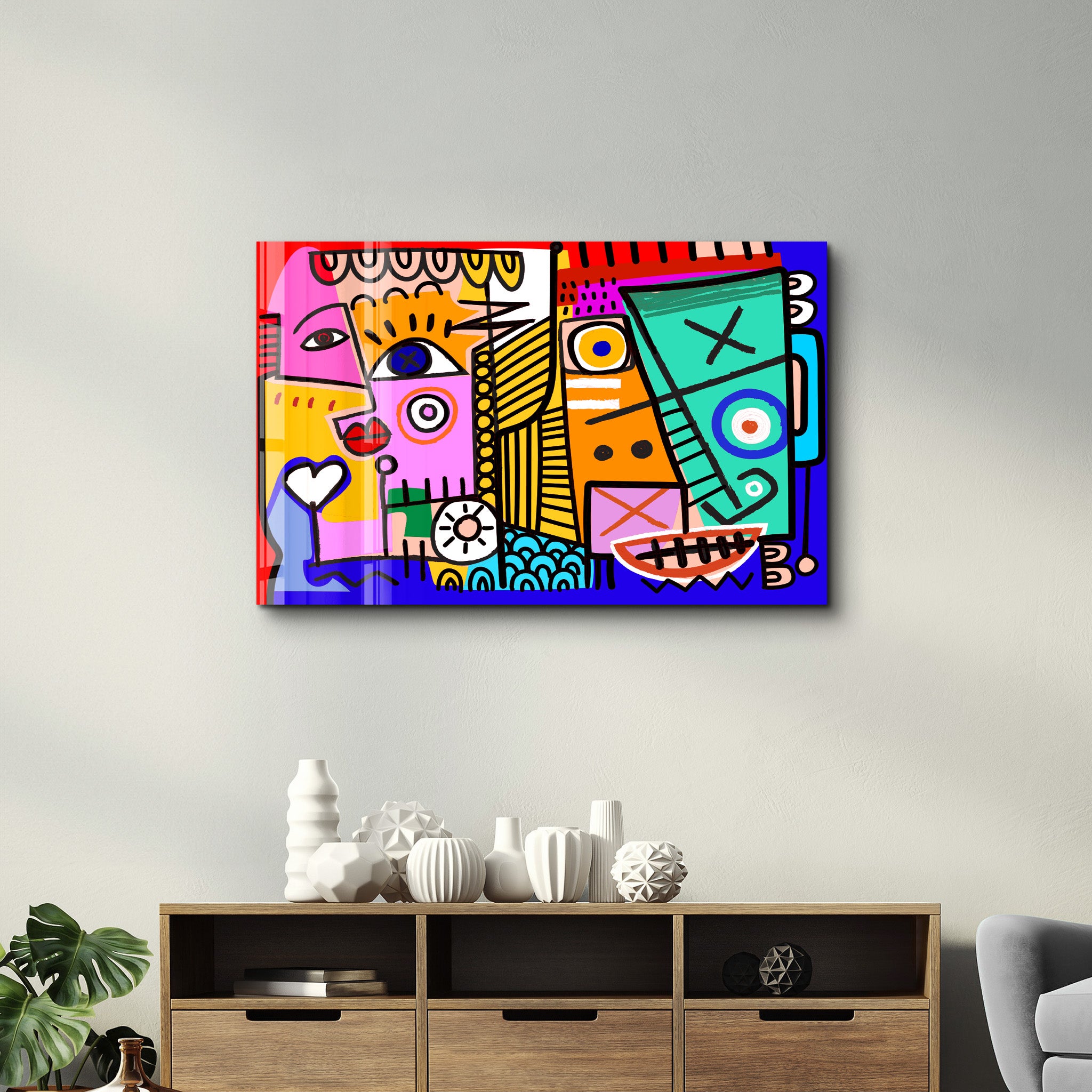 Bold Expressions in Graffiti Pop - Glass Wall Art