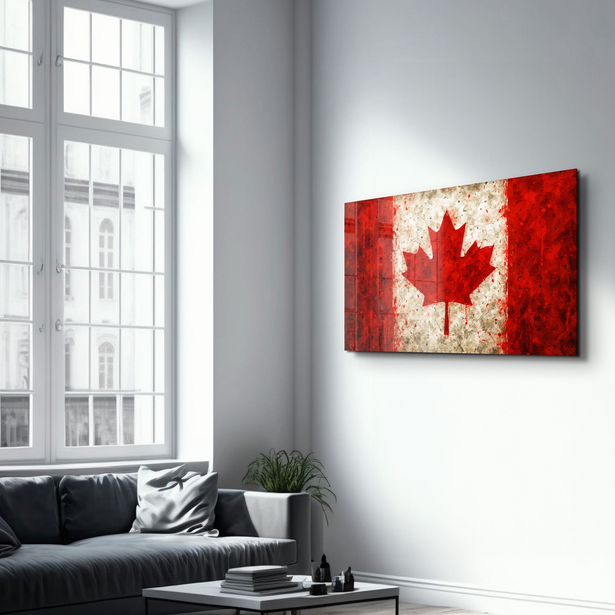 Canadian Flag Splash - Glass Wall Art