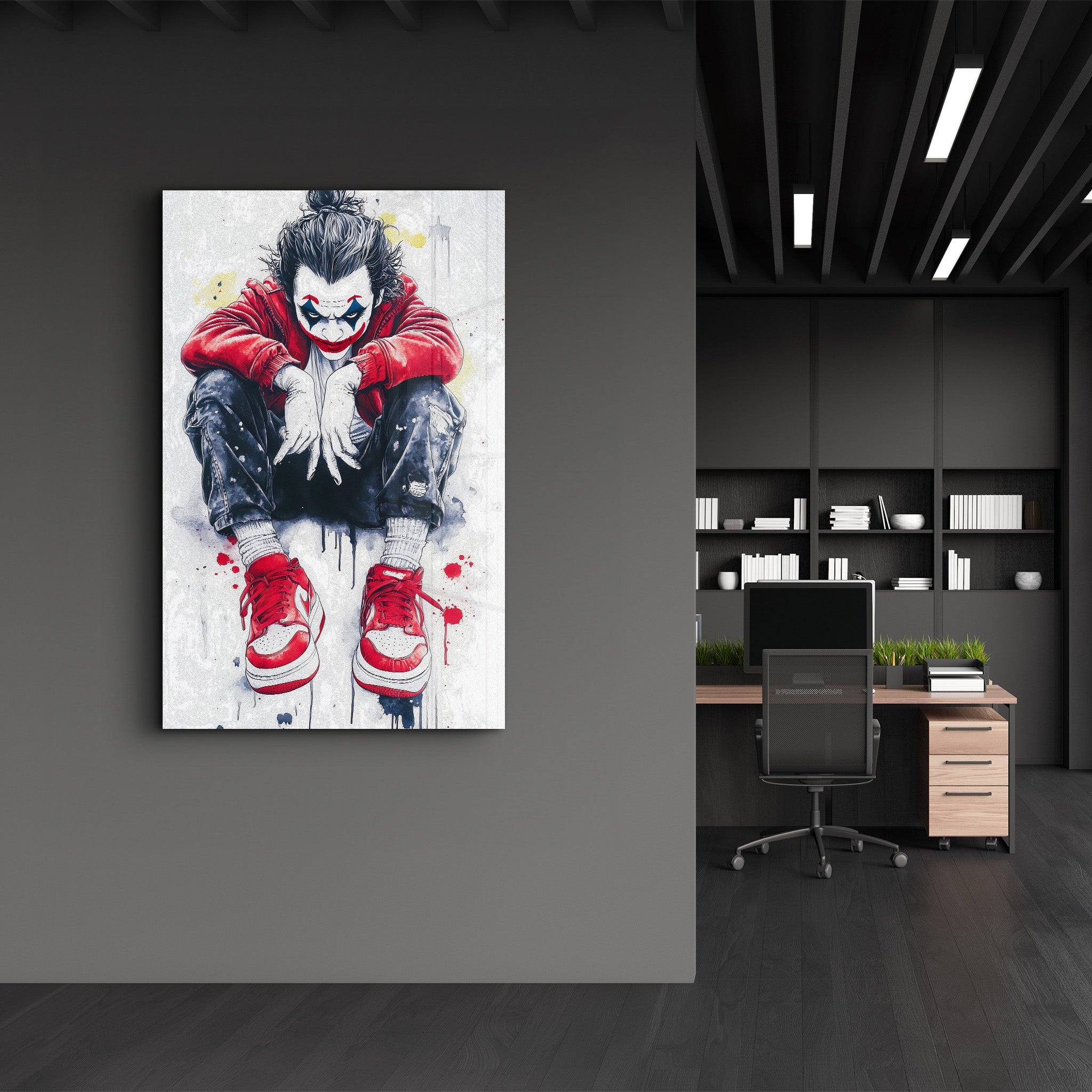 Chaos in Crimson - Glass Wall Art