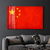 China Flag Splash - Glass Wall Art