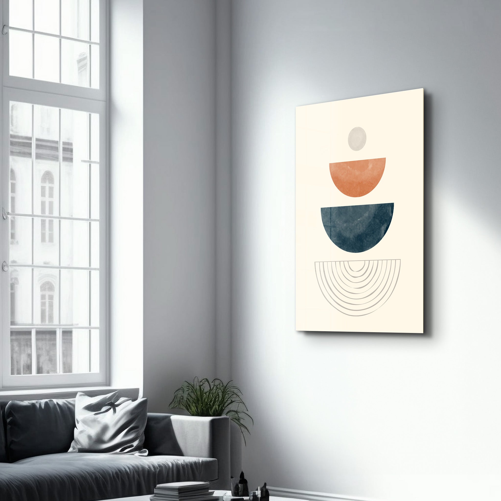 Color Stacked Abstract Forms - Glass Wall Art