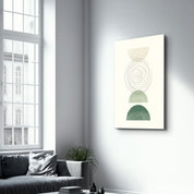 Concentric Balance with Geometric Shapes - Glass Wall Art