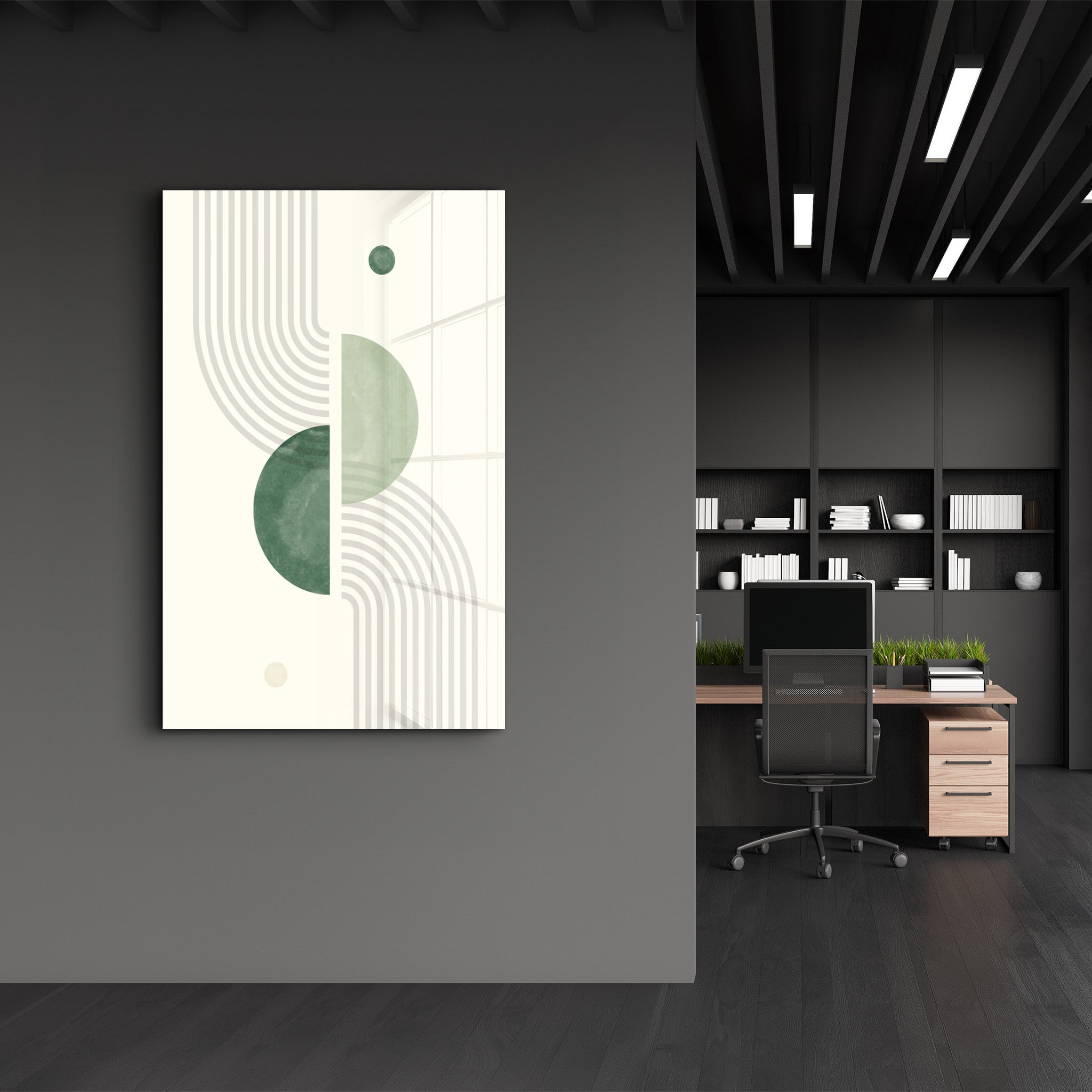 Curved Motion with Layered Circles - Glass Wall Art