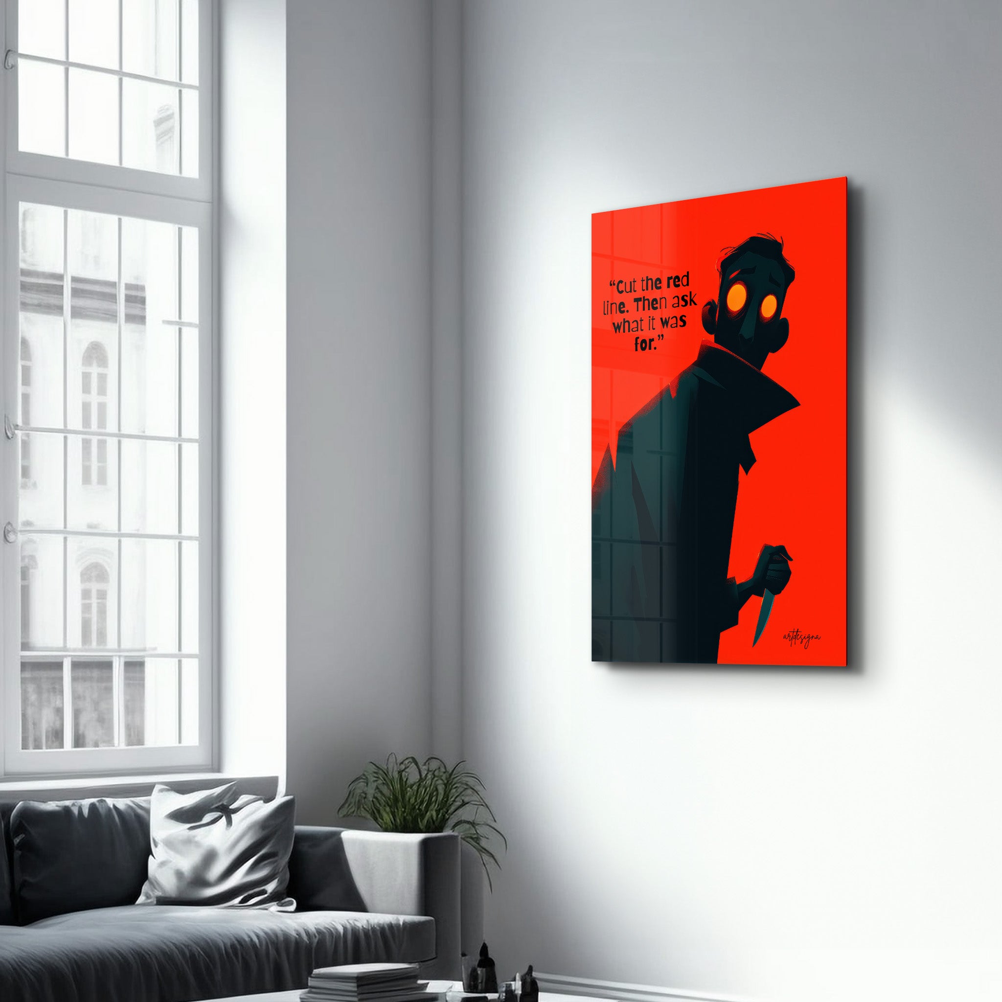 Cut the Red Line - Glass Wall Art