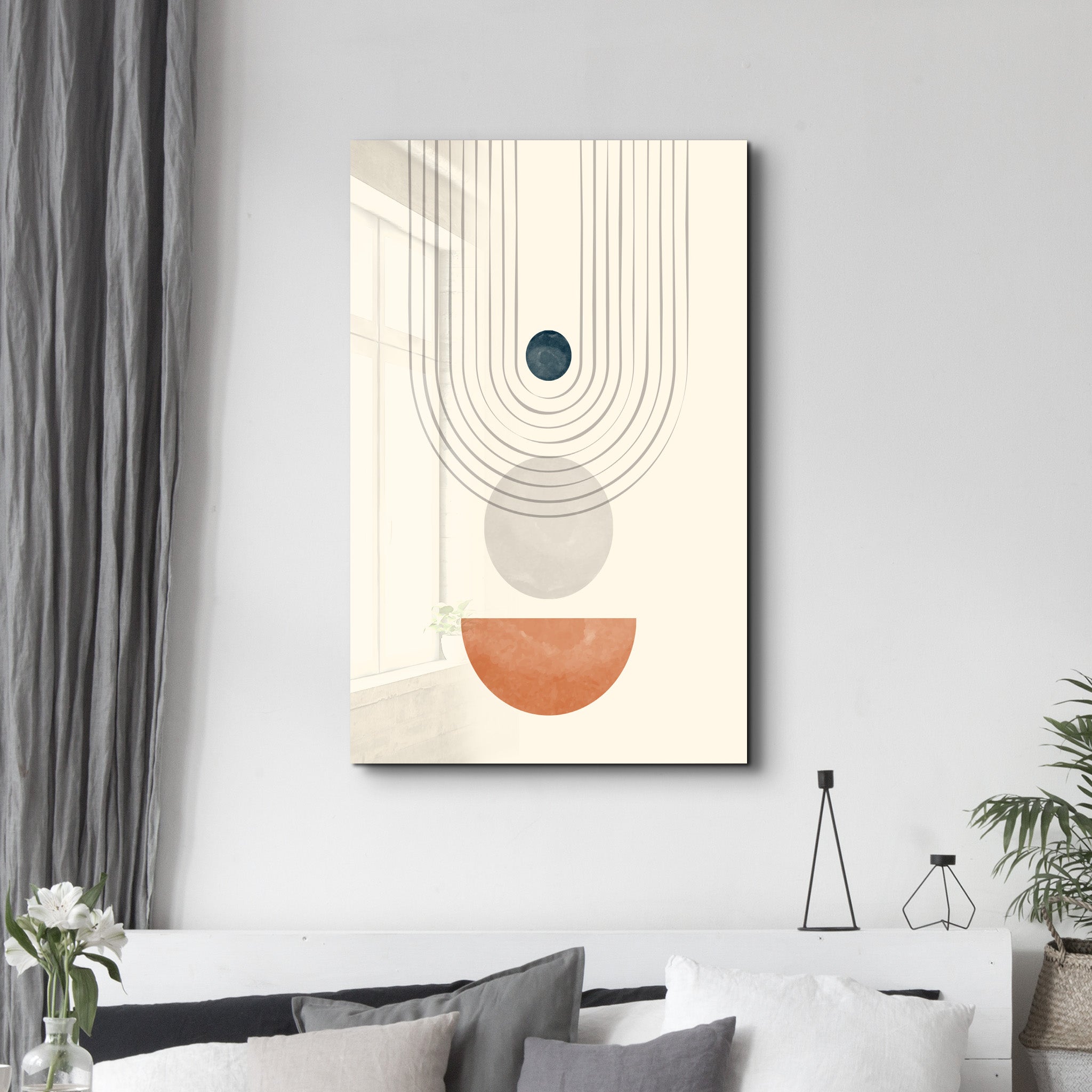 Descending Arches with Earthy Shapes - Glass Wall Art