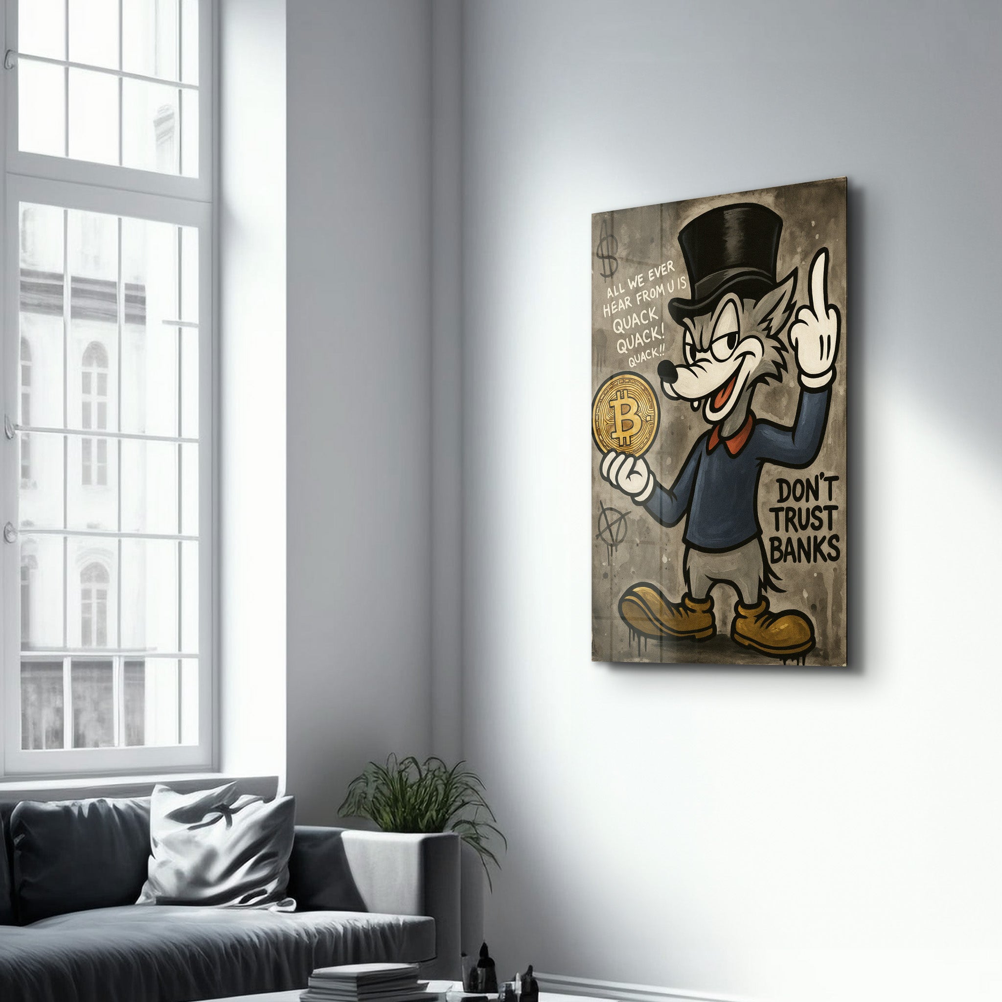 Don’t Trust Banks - Crypto Rebel Glass Wall Art