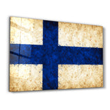 Finland Flag Splash - Glass Wall Art