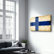 Finland Flag Splash - Glass Wall Art
