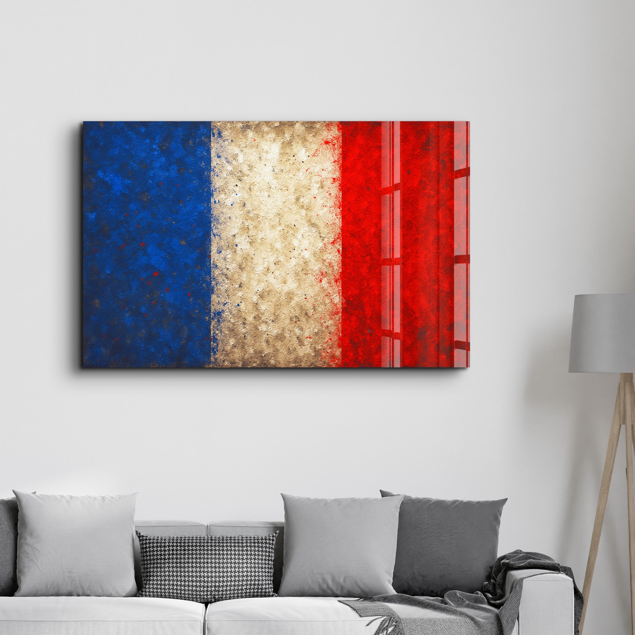 French Flag Splash - Glass Wall Art