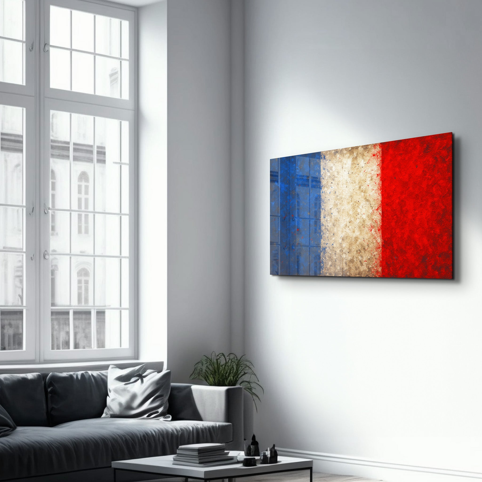 French Flag Splash - Glass Wall Art