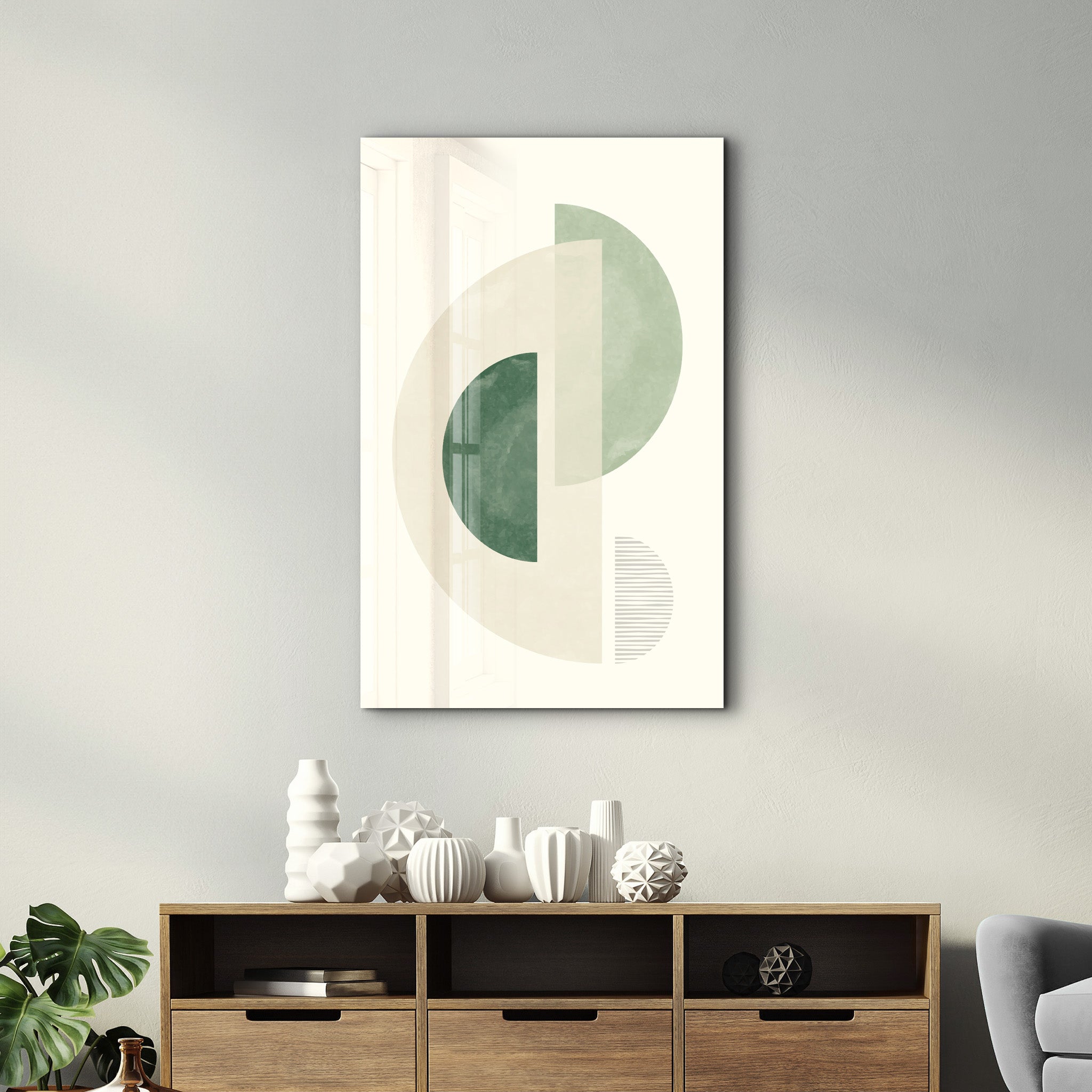 Geometric Flow Minimal Design - Glass Wall Art