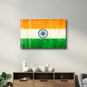 India Flag Splash - Glass Wall Art