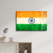 India Flag Splash - Glass Wall Art