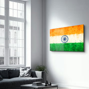 India Flag Splash - Glass Wall Art