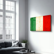 Italy Flag Splash - Glass Wall Art