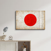 Japan Flag Splash - Glass Wall Art