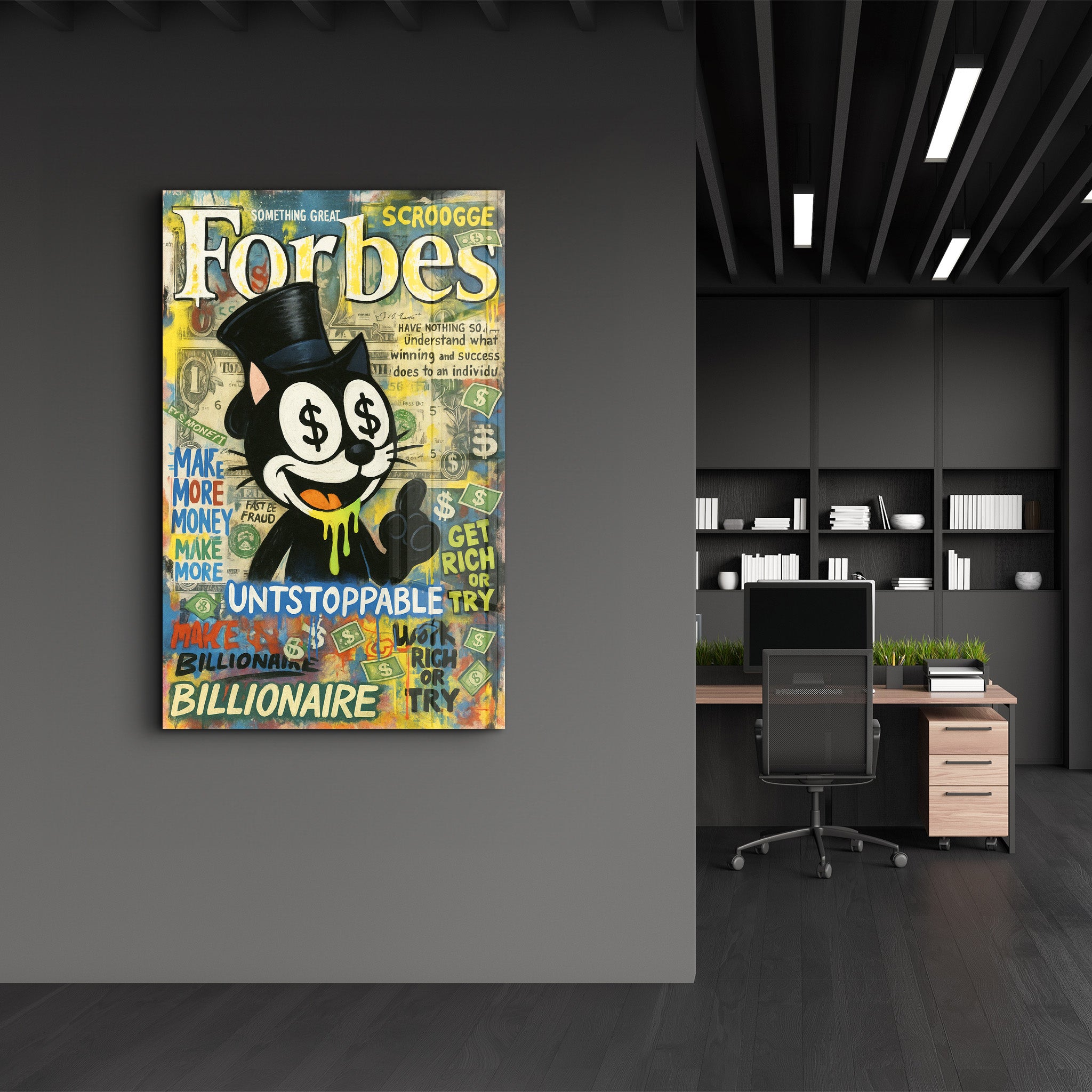 Make More Money - Billionaire Ambition Glass Wall Art