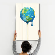 Melting Earth - Surreal Pop Glass Wall Art