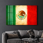Mexica Flag Splash - Glass Wall Art