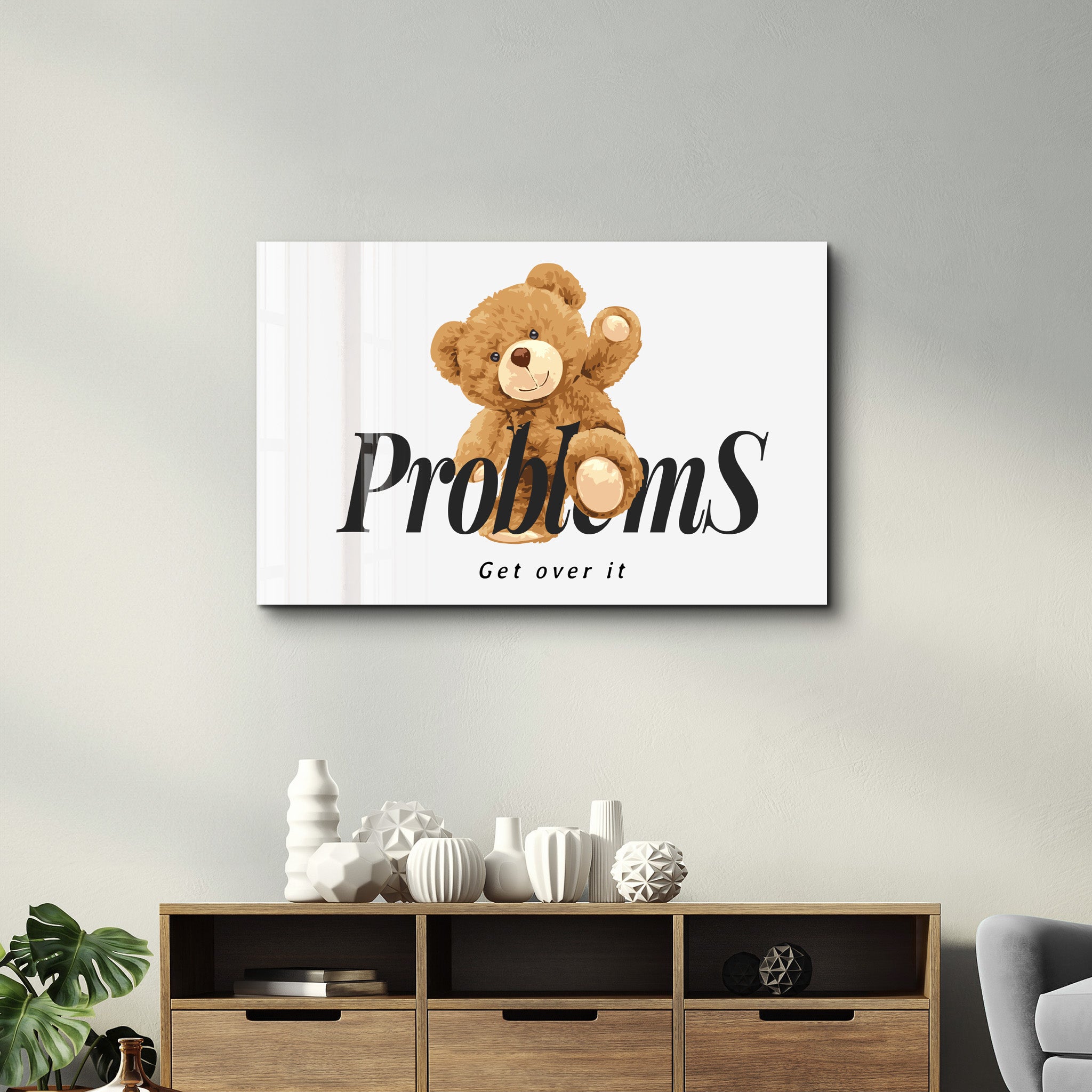 No Problem Bear – Glass Wall Art