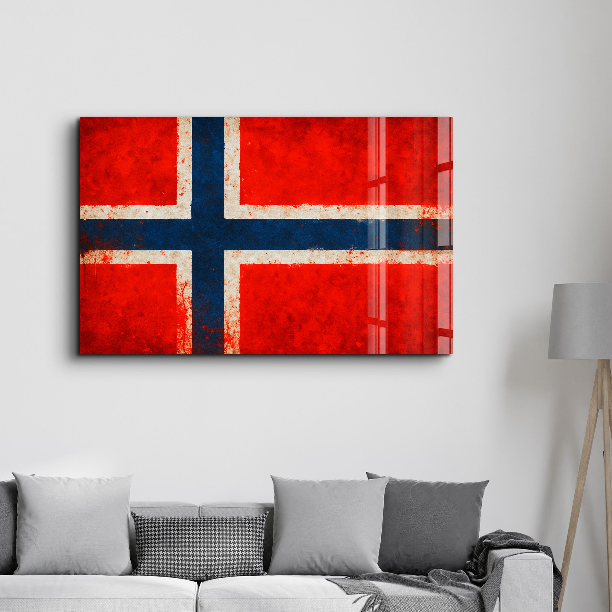 Norway Flag Splash - Glass Wall Art