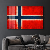 Norway Flag Splash - Glass Wall Art