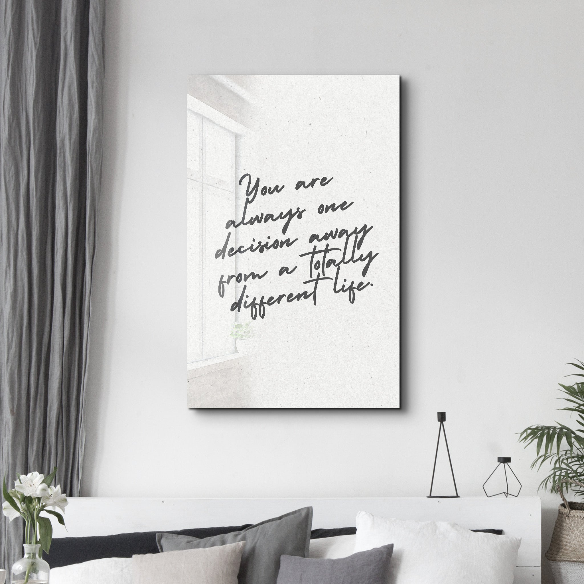 One Decision Away - Motivational Glass Wall Art