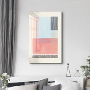 Pastel Layered Blocks with Linear Accents - Glass Wall Art