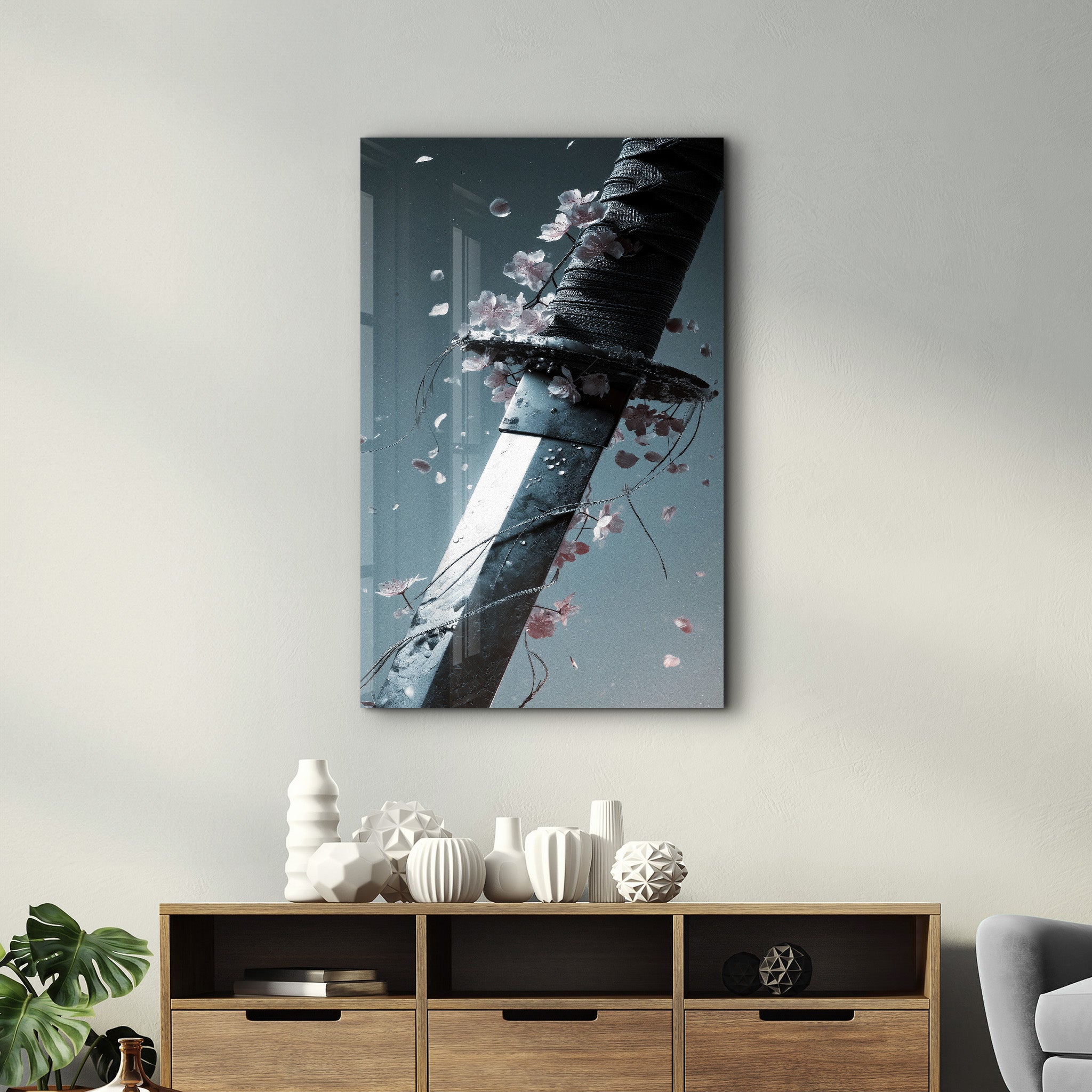 Petals & Steel - Glass Wall Art