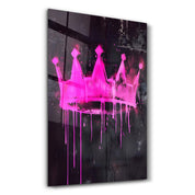 Pink Crown - Glass Wall Art - Artdesigna