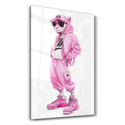 Pink Power Panther - Glass Wall Art