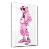 Pink Power Panther - Glass Wall Art