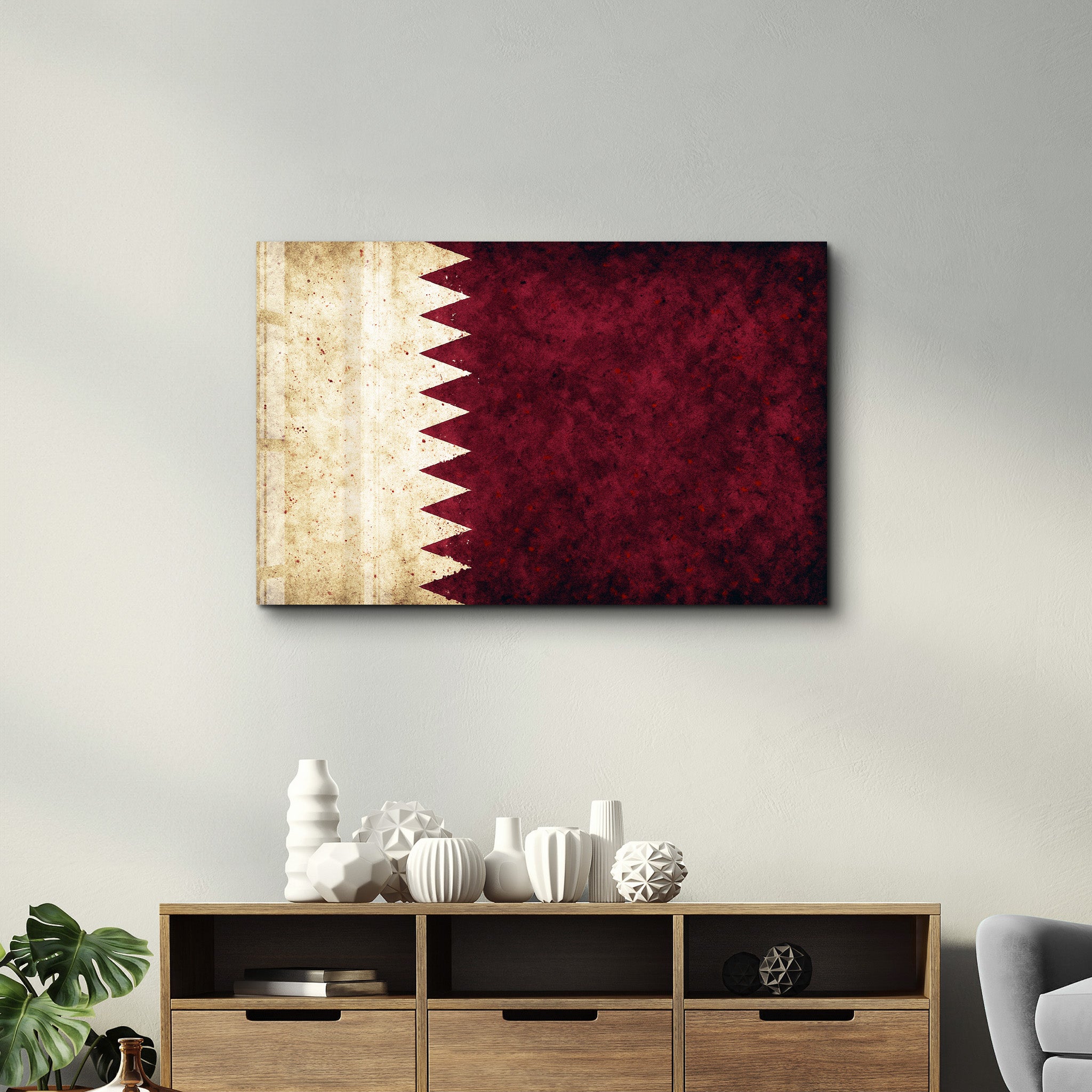 Qatar Flag Splash - Glass Wall Art