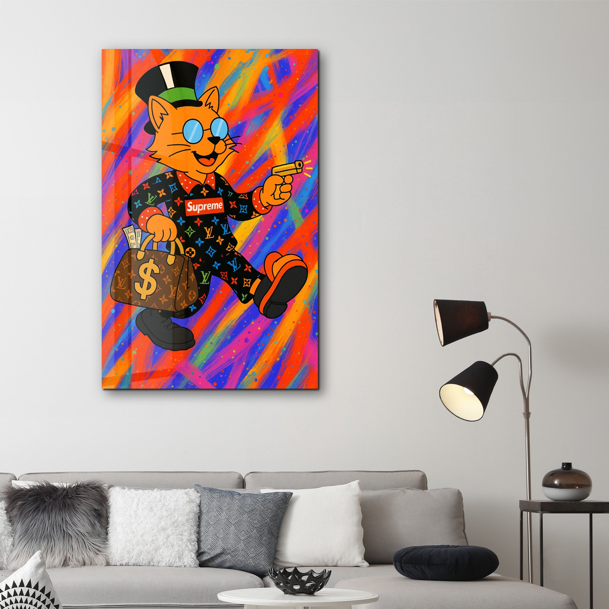 Rich Cat Energy - Hype Luxe Glass Wall Art