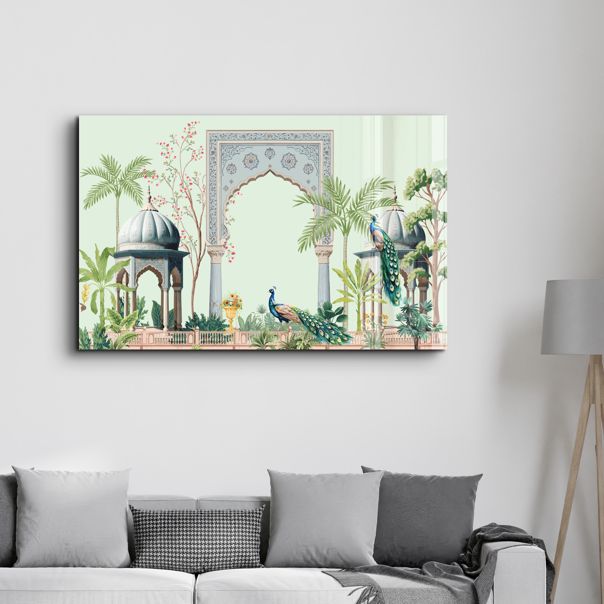 Royal Serenity – Peacock Garden Glass Wall Art